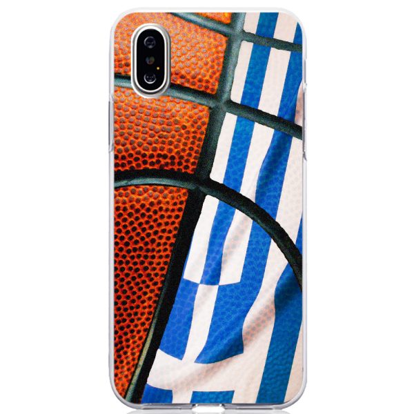 Θήκη με σχέδιο Basketball Greece Blue για Apple Θήκη Σιλικόνης (Διάφανο TPU)