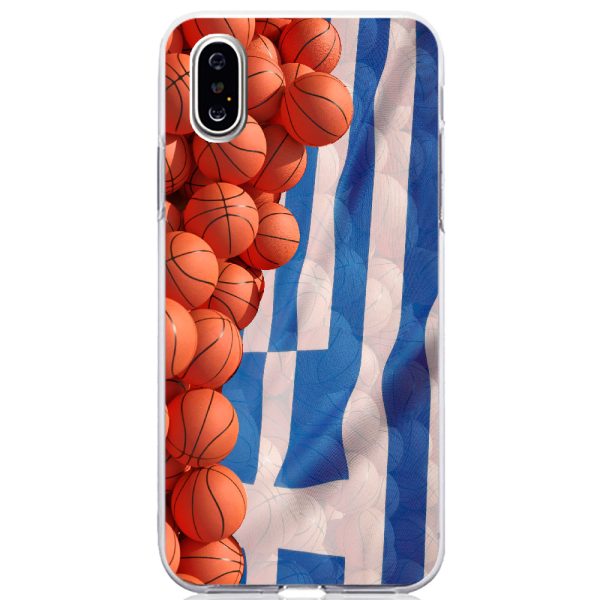 Θήκη με σχέδιο Basketball Greek Flag Blue για Apple Θήκη Σιλικόνης (Διάφανο TPU)