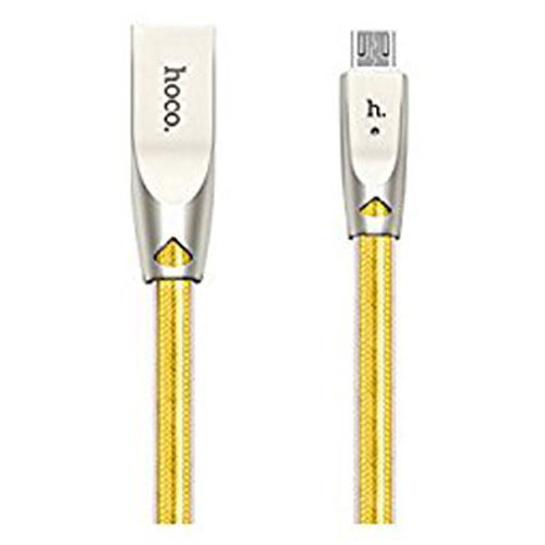 Hoco U9 Zinc Alloy Jelly Knitted High Speed Micro Usb Cable 1.2m Gold (6957531042761)