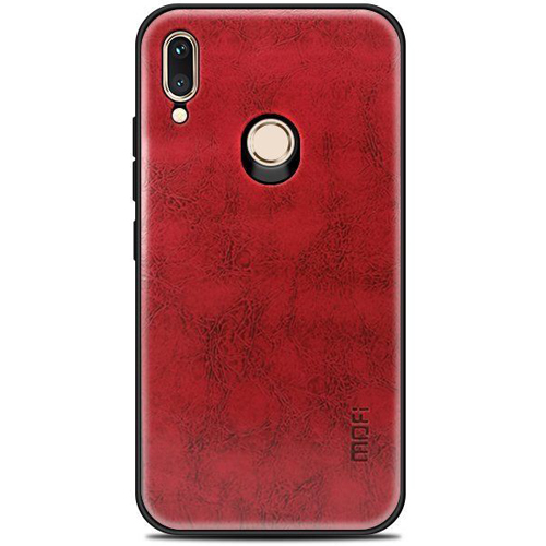 MOFI Shockproof PU+TPU Ενισχυμένη Θήκη Σιλικόνης Με Δερμάτινη Υφή Υψηλής Ποιότητας για Huawei P20 Lite Red (Α28017643)