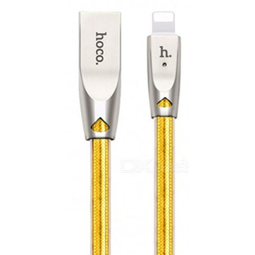 Hoco U9 Zinc Alloy Jelly Knitted Fast Charging Lightning Cable 2m Gold (6957531039235)