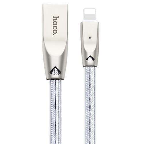 Hoco U9 Zinc Alloy Jelly Knitted Fast Charging Lightning Cable 2m Silver (6957531039242)