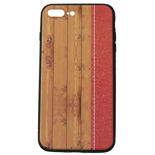 OEM Μαλακή Θήκη Προστασίας TPU για Apple iPhone 7 Plus Wood Pattern Red Line