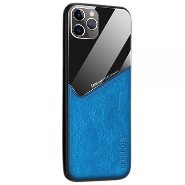 Leather + Organic Glass Θήκη Προστασίας για Apple iPhone 11 Pro Blue