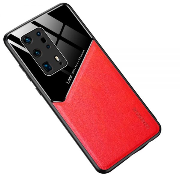 Leather + Organic Glass Θήκη Προστασίας για Huawei P40 Pro Plus Red