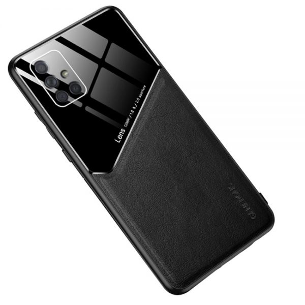 Leather + Organic Glass Θήκη Προστασίας για Samsung A715 Galaxy A71 Blαck