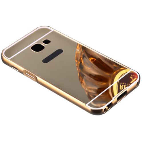 Μεταλλική Θήκη Προστασίας Mirror και Bumper για Samsung A720 Galaxy A7 (2017) Gold