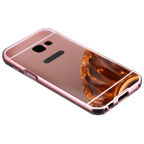 Μεταλλική Θήκη Προστασίας Mirror και Bumper για Samsung A720 Galaxy A7 (2017) Rose Gold